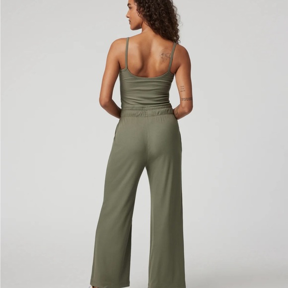 Vuori Pose Jumpsuit Wide Leg Henley Dark Metal Green Size XS - Picture 2 of 6